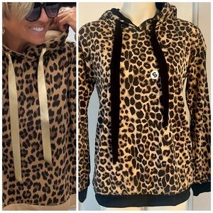 Heimish USA NWT Leopard Print Hoodie with Black Accents Size Small